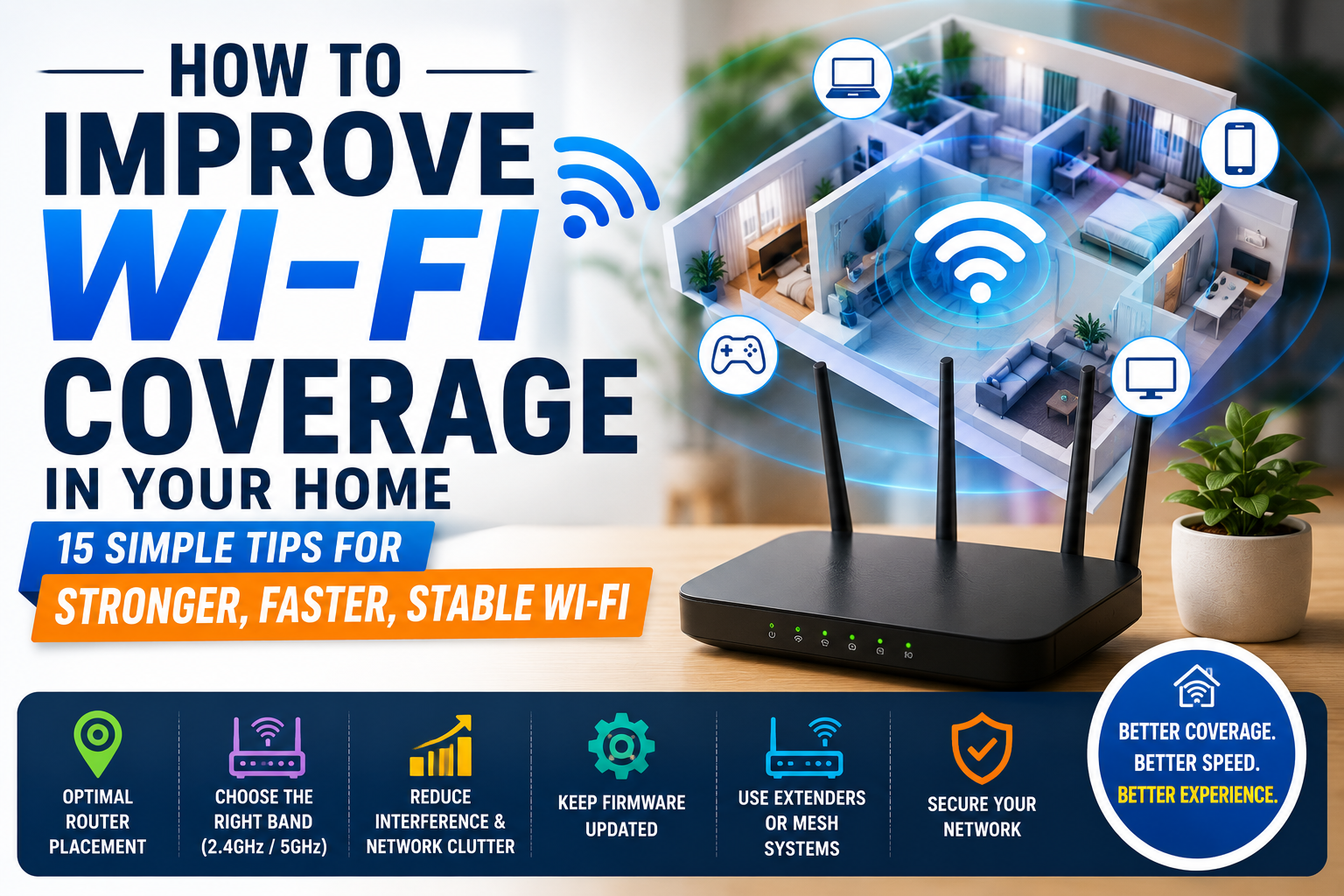 Read more about the article How to Improve Wi-Fi Coverage in Your Home: 15 Practical Tips (2026 Guide)