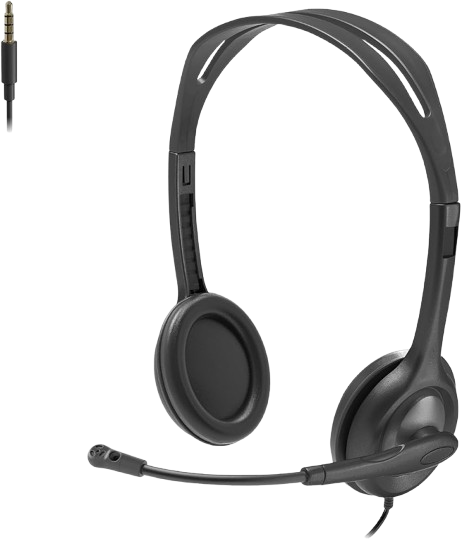 Logitech H111 Wired On Ear Headphones With Mic Black