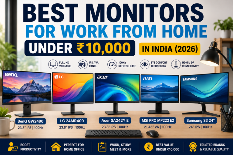 Best Monitors for Work From Home Under ₹10,000 in India (2026)