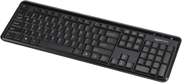 Amazon Basics Modern Wireless Keyboard with Numeric Keypad, Easy Setup, Plug-and-Play, Compact US Layout (QWERTY), 2.4GHz, Black